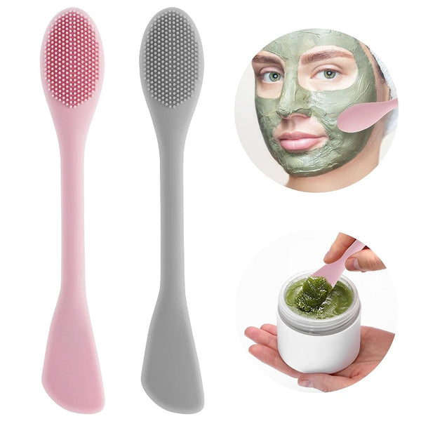 Silicone Glow Double Scrubber Brush with Facial Mask Applicator