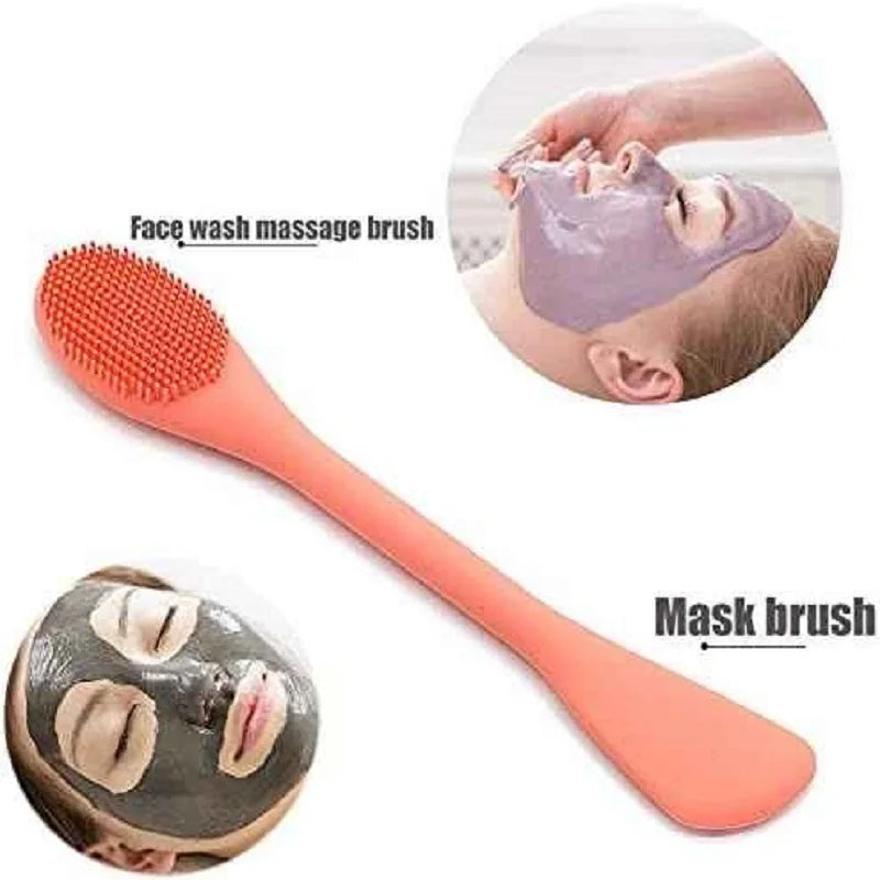 Silicone Glow Double Scrubber Brush with Facial Mask Applicator